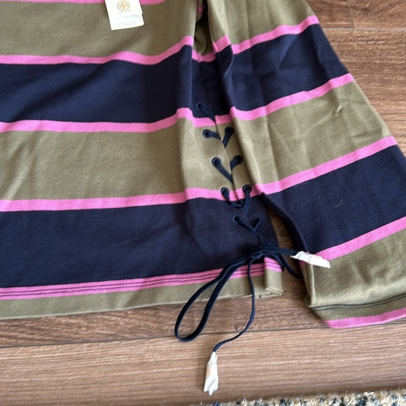 NWT Tory Burch Lace Up Striped Top - Picture 2 of 5